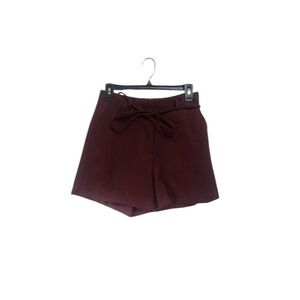 FRNCH Paris Faux Suede Tie Waist Shorts Womens Small Burgundy Like New High Rise